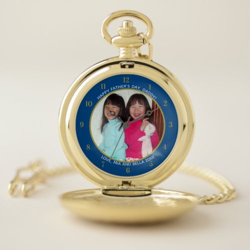 Custom Fathers Day Childs Photo Keepsake  Pocke Pocket Watch