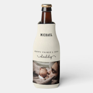 Custom Father's Day Cute Minimalist Photo Bottle Cooler