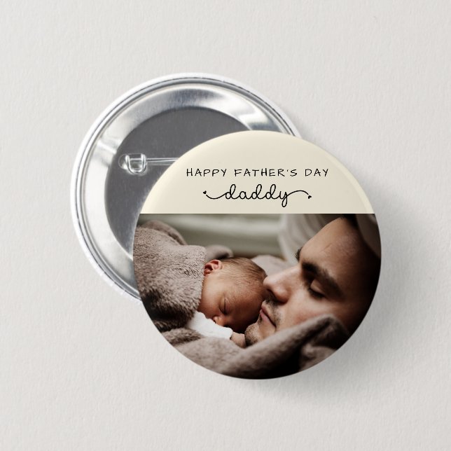 Custom Father's Day Cute Minimalist Photo Button (Front & Back)