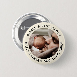Custom Father's Day Cute Minimalist Photo Button