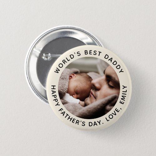 Custom Fathers Day Cute Minimalist Photo Button