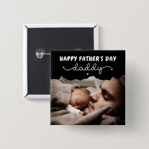 Custom Father's Day Cute Minimalist Photo Button