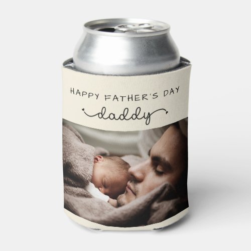 Custom Fathers Day Cute Minimalist Photo Can Cooler