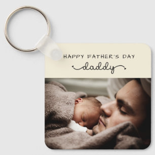 Custom Father's Day Cute Minimalist Photo Keychain