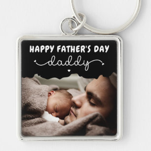 Custom Father's Day Cute Minimalist Photo Keychain