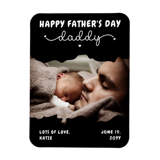 Custom Father's Day Cute Minimalist Photo Magnet (Vertical)