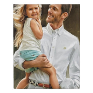 Custom Father's day & Dad and baby portrait Faux Canvas Print