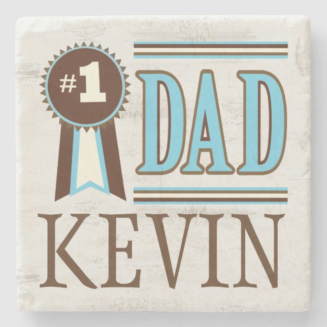 Custom Father's Day Dad Marble Stone Coaster (Front)