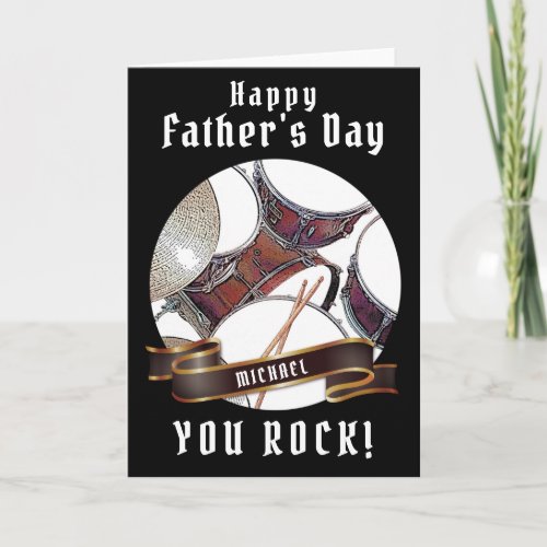 Custom Fathers Day Drummer Musician Card Drumming
