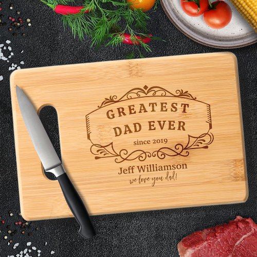 Custom Fathers Day Gift Elegant Engraved Wooden Cutting Board