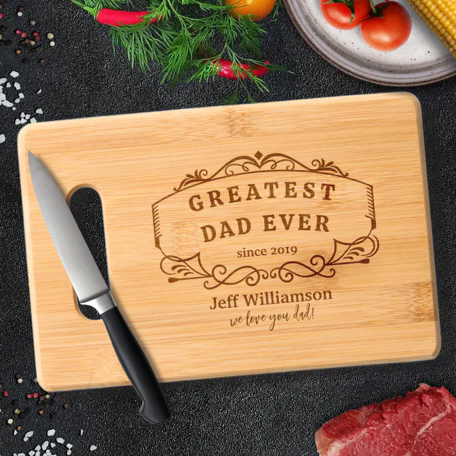 Custom Father's Day Gift, Elegant Engraved Wooden Cutting Board