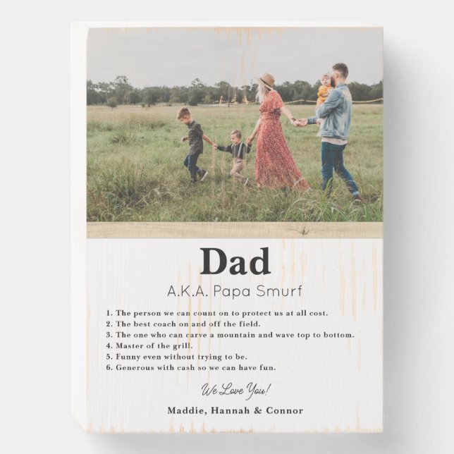 Custom Father's Day Gift  Photo Art Print Wooden Box Sign (Front Vertical)