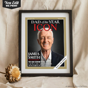 Custom Fathers Day Magazine Cover, Gift for Dad Poster