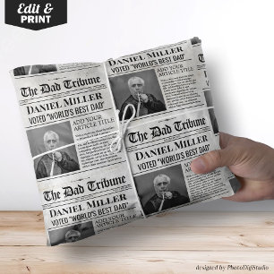 Custom Fathers Day Newspaper Wrap, Gift for Dad Wrapping Paper