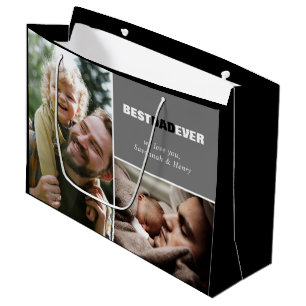 Custom Father's Day Photo Best Dad Ever Large Gift Bag