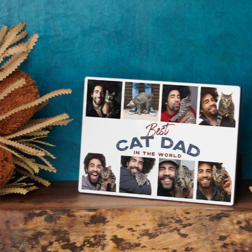 Custom Fathers Day Photo Collage Best Cat Dad Plaque