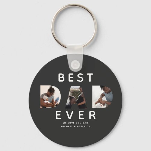 Custom Fathers Day Photo Collage Best Dad Ever Keychain