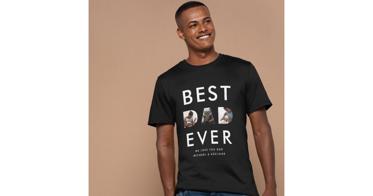 Custom Fathers Day Photo Collage Best Dad Ever Tri-Blend Shirt