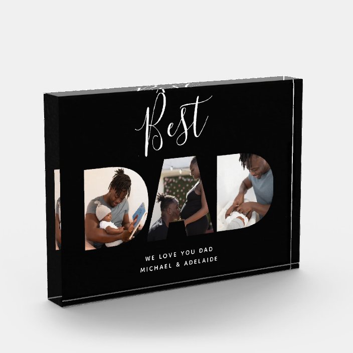 Custom Fathers Day Photo Collage Best Dad Script | Zazzle.com