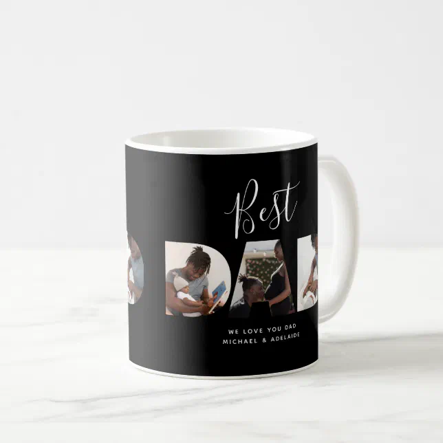 Dad Script Mug Custom Fathers Day Photo Collage Best Dad Script Coffee Mug | Zazzle