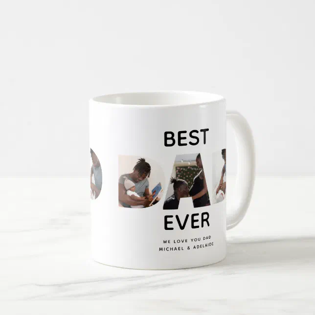 Dad Script Mug Custom Fathers Day Photo Collage Best Dad Script Coffee Mug | Zazzle