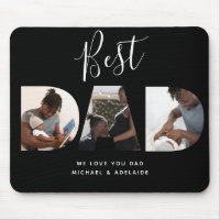 Custom Fathers Day Photo Collage Best Dad Script Mouse Pad