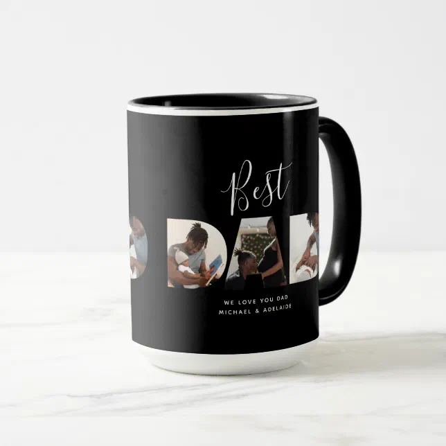 Dad Script Mug Custom Fathers Day Photo Collage Best Dad Script Mug | Zazzle