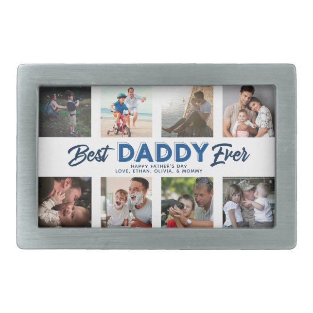 Custom Father's Day Photo Collage Best Daddy Ever Belt Buckle (Front)