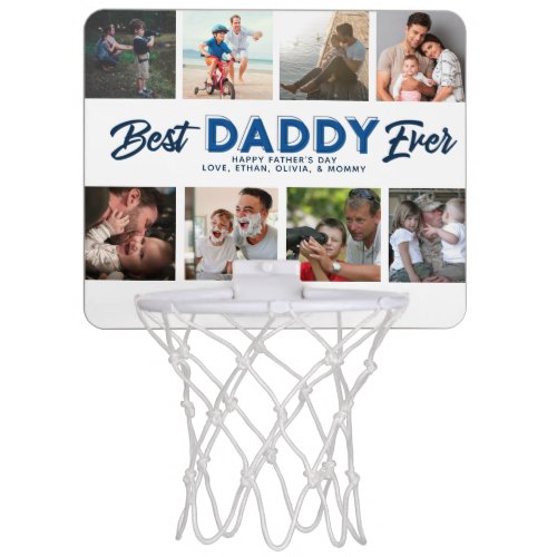 Custom Fathers Day Photo Collage Best Daddy Ever Mini Basketball Hoop