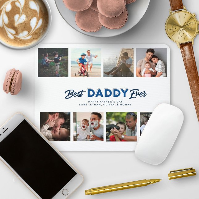 Custom Father's Day Photo Collage Best Daddy Ever Mouse Pad (Creator Uploaded)