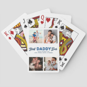 Custom Father's Day Photo Collage Best Daddy Ever Poker Cards