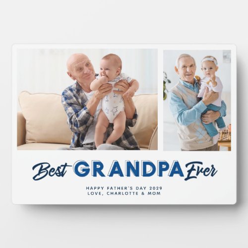 Custom Fathers Day Photo Collage Best Grandpa Ever Plaque