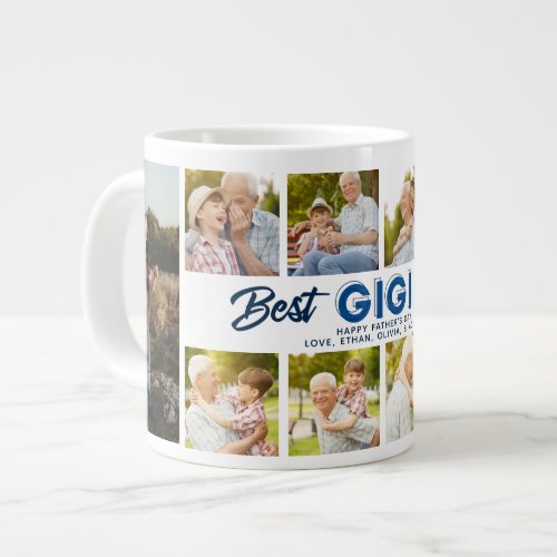 Custom Fathers Day Photo Collage Best Papa Ever G Giant Coffee Mug