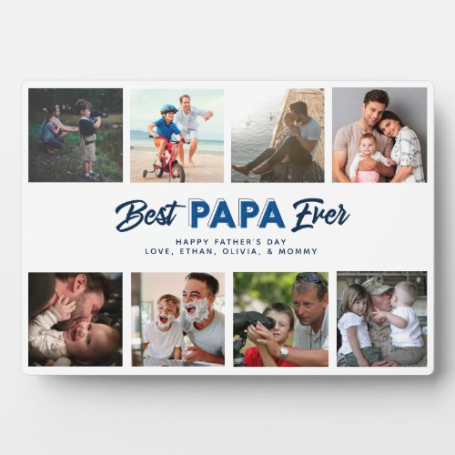 Custom Fathers Day Photo Collage Best Papa Ever Plaque