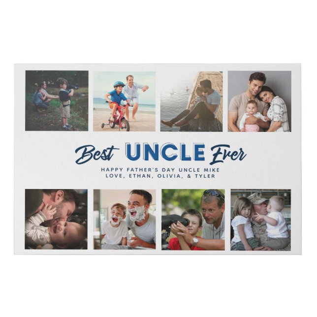 Custom Father's Day Photo Collage Best Uncle Ever Faux Canvas Print (Front)