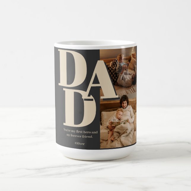Custom Father's Day Photo Collage | DAD Letters -  Coffee Mug (Center)