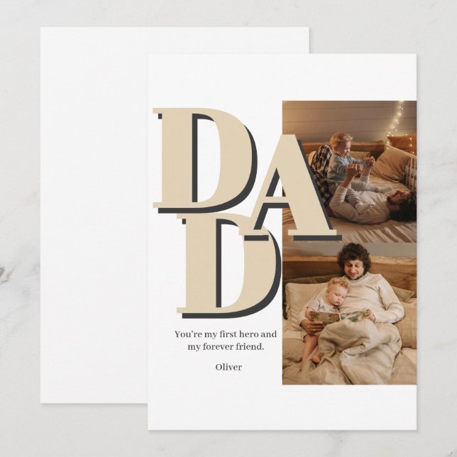 Custom Father's Day Photo Collage | DAD Letters -  Holiday Card (Front/Back)