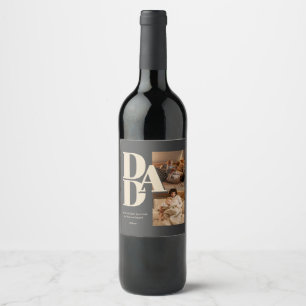 Custom Father's Day Photo Collage DAD Letters - Wine Label