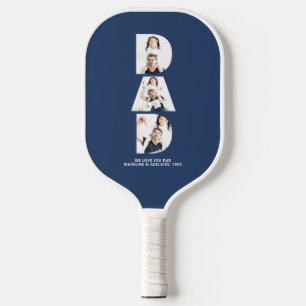 Custom Fathers Day Photo Collage Dad Personalized Pickleball Paddle