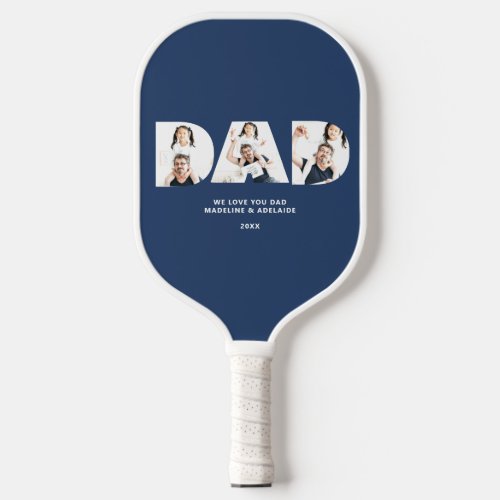 Custom Fathers Day Photo Collage Dad Personalized Pickleball Paddle