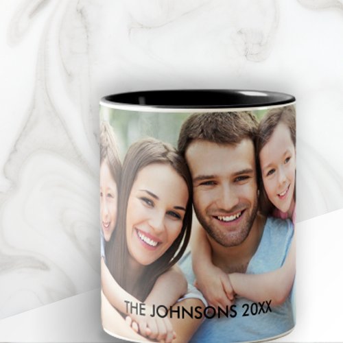 Custom Fathers Day Photo Mug  Black Text