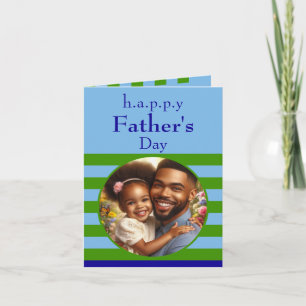 Custom Father's Day Photo Spring Green and Blue Card