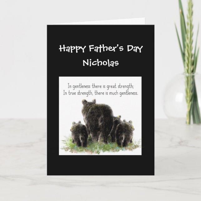 Custom Father's Day Poppa Bear Wife & Kids Humor Card (Front)