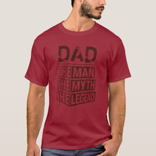 Custom Fathers Day The Man The Myth The Legend Red T_Shirt