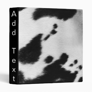 Custom. Faux Black and White Cow Hide. 3 Ring Binder