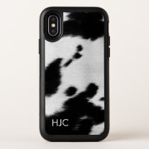 Custom. Faux Black and White Cow Hide. OtterBox Symmetry iPhone X Case