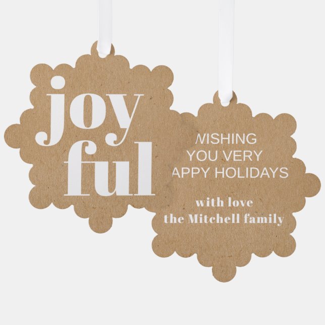 Custom Faux Brown Kraft Paper Texture Pattern Ornament Card (Front/Back)