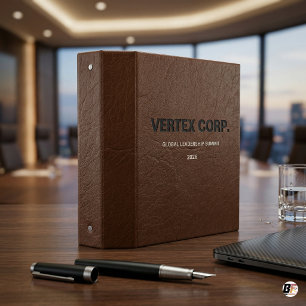 Custom Faux Brown Leather Corporate Event 3 Ring Binder
