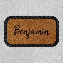 Custom Faux Brown Leather Name