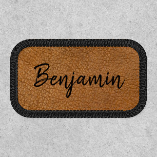 Custom Faux Brown Leather Name Patch
